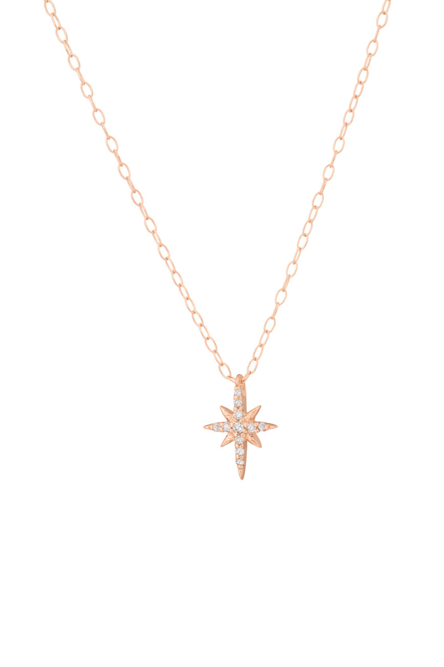 celine daoust rose gold stars and universe north star diamond necklace