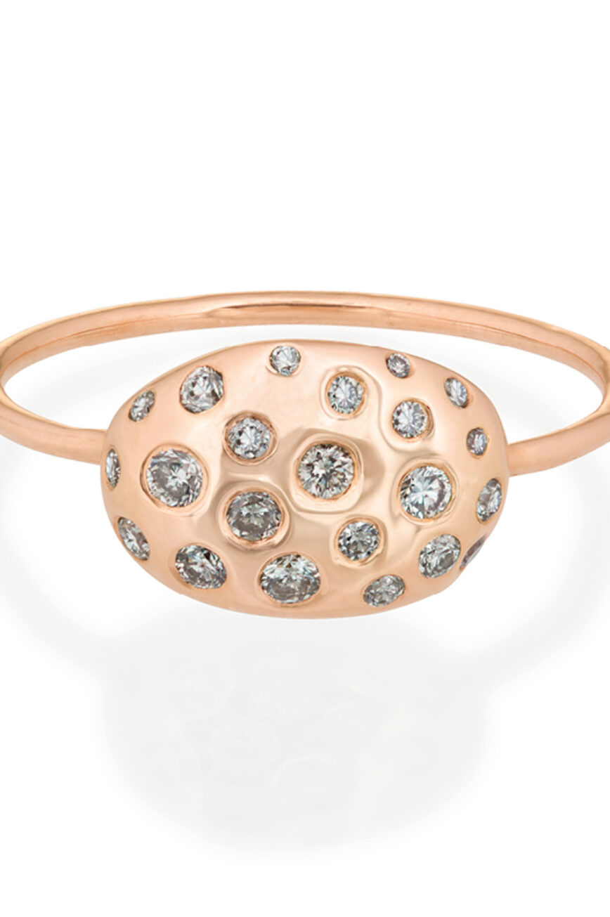 rose gold from the earth shell multi diamonds ring