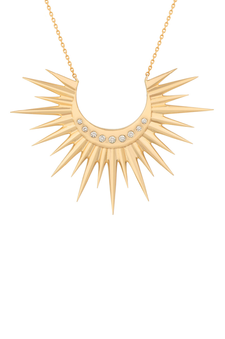 Celine Daoust Stars and universe Full Sun with Diamonds Moon Necklace