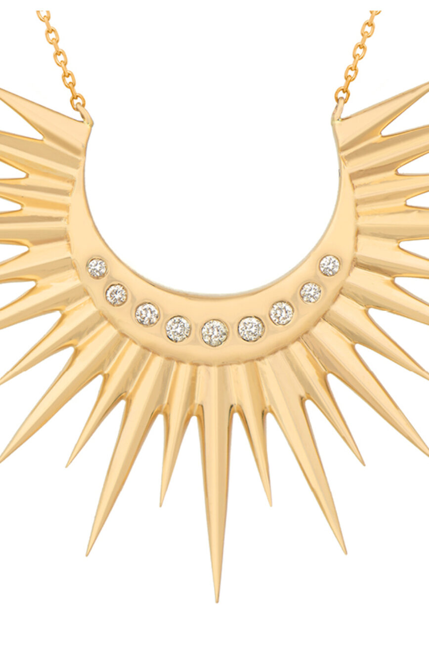 Celine Daoust Stars and universe Full Sun with Diamonds Moon Necklace