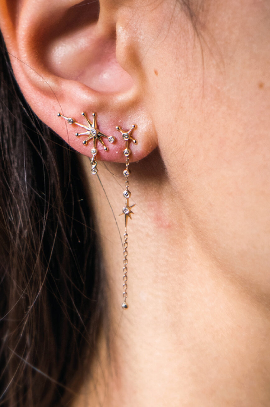 Celine Daoust Constellation with dangling diamond earring set