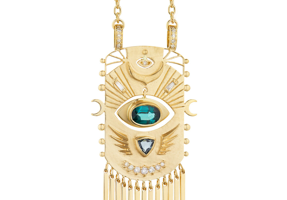 Celine Daoust Guardian Spirit Tourmaline and Diamonds Totem Chain Necklace