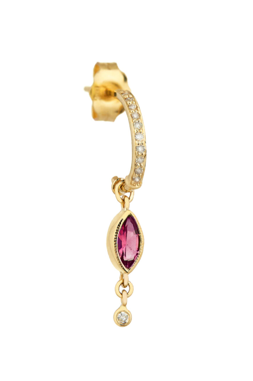 Celine Daoust Protection and Believes Tourmaline and diamonds Hoop Single Earring
