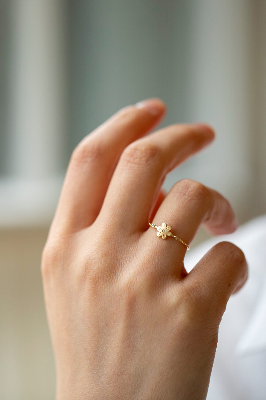 Celine Daoust From the Earth Flower and Diamonds Ring