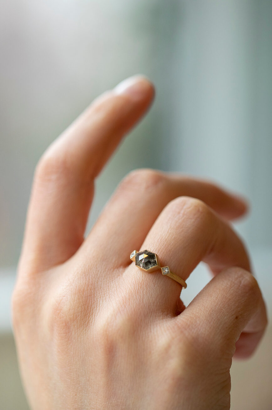 Celine Daoust Slice of the Universe Grey Diamond and Diamonds Ring