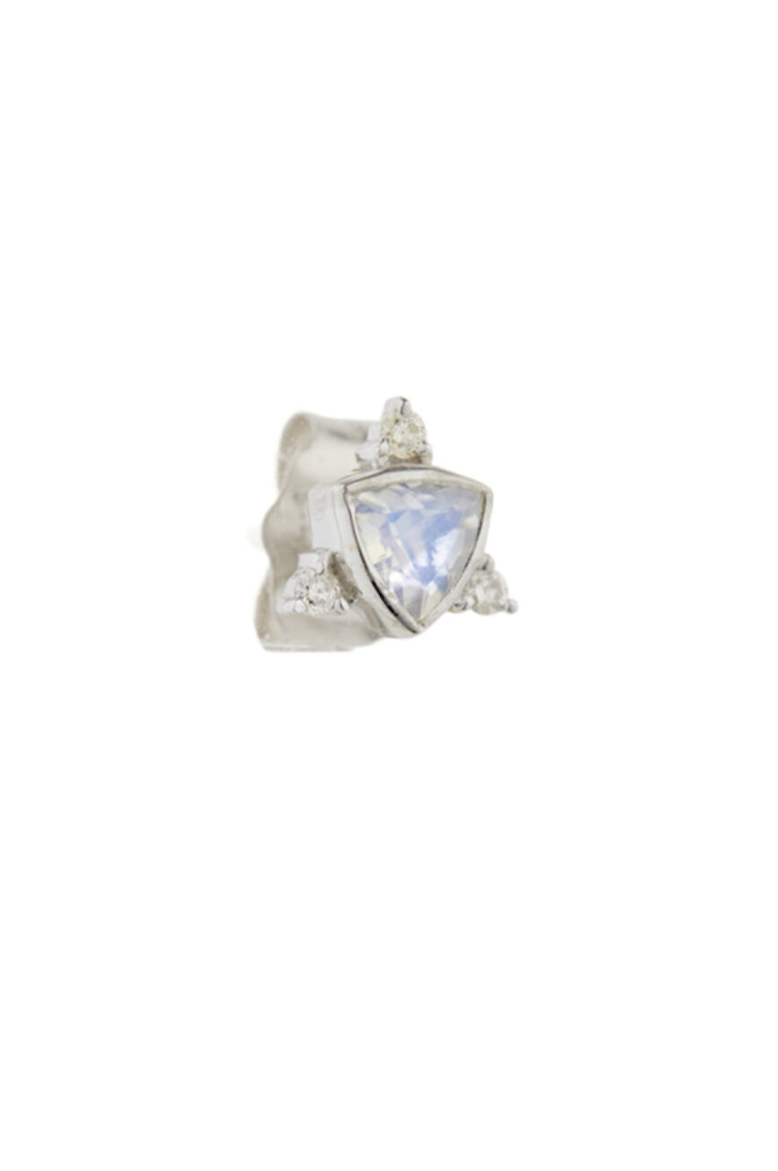 Celine Daoust One of a Kind Moonstone and diamonds white gold Single Earring