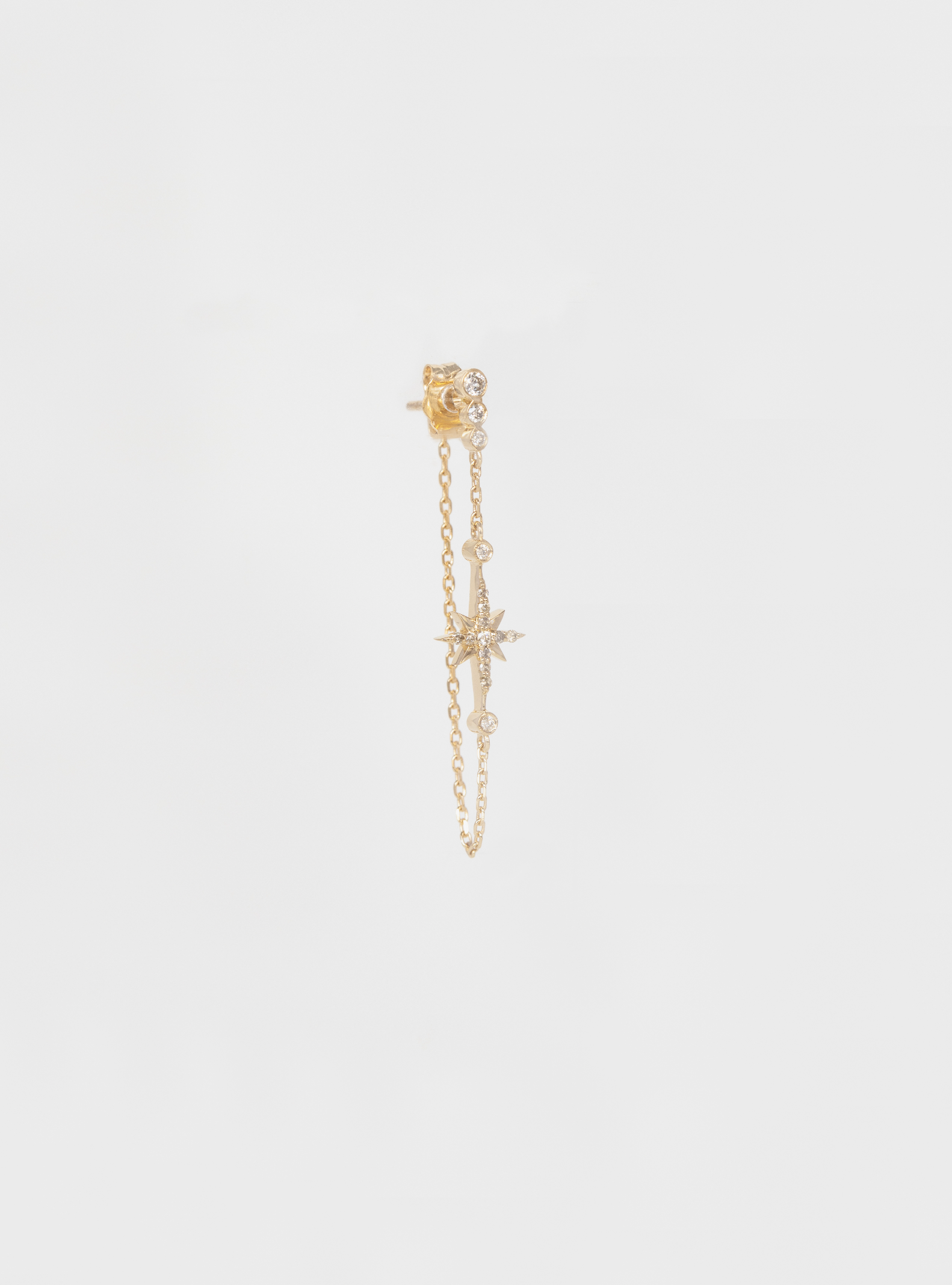 North Star & Diamonds Long Chain Single Earring