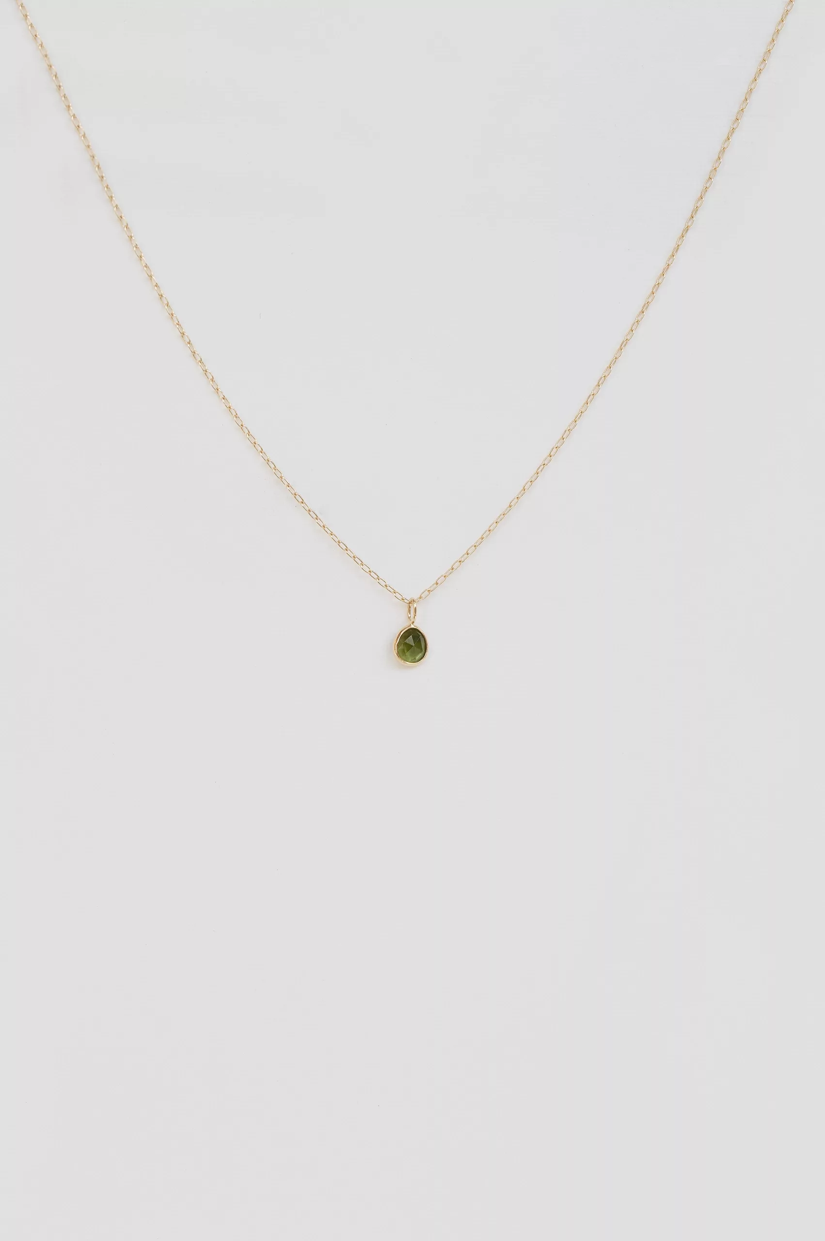 Yellow gold green tourmaline freeform chain necklace Celine Daoust