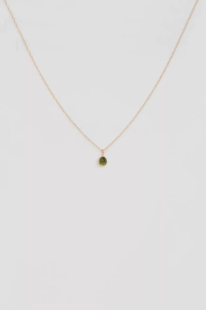 Yellow gold green tourmaline freeform chain necklace Celine Daoust