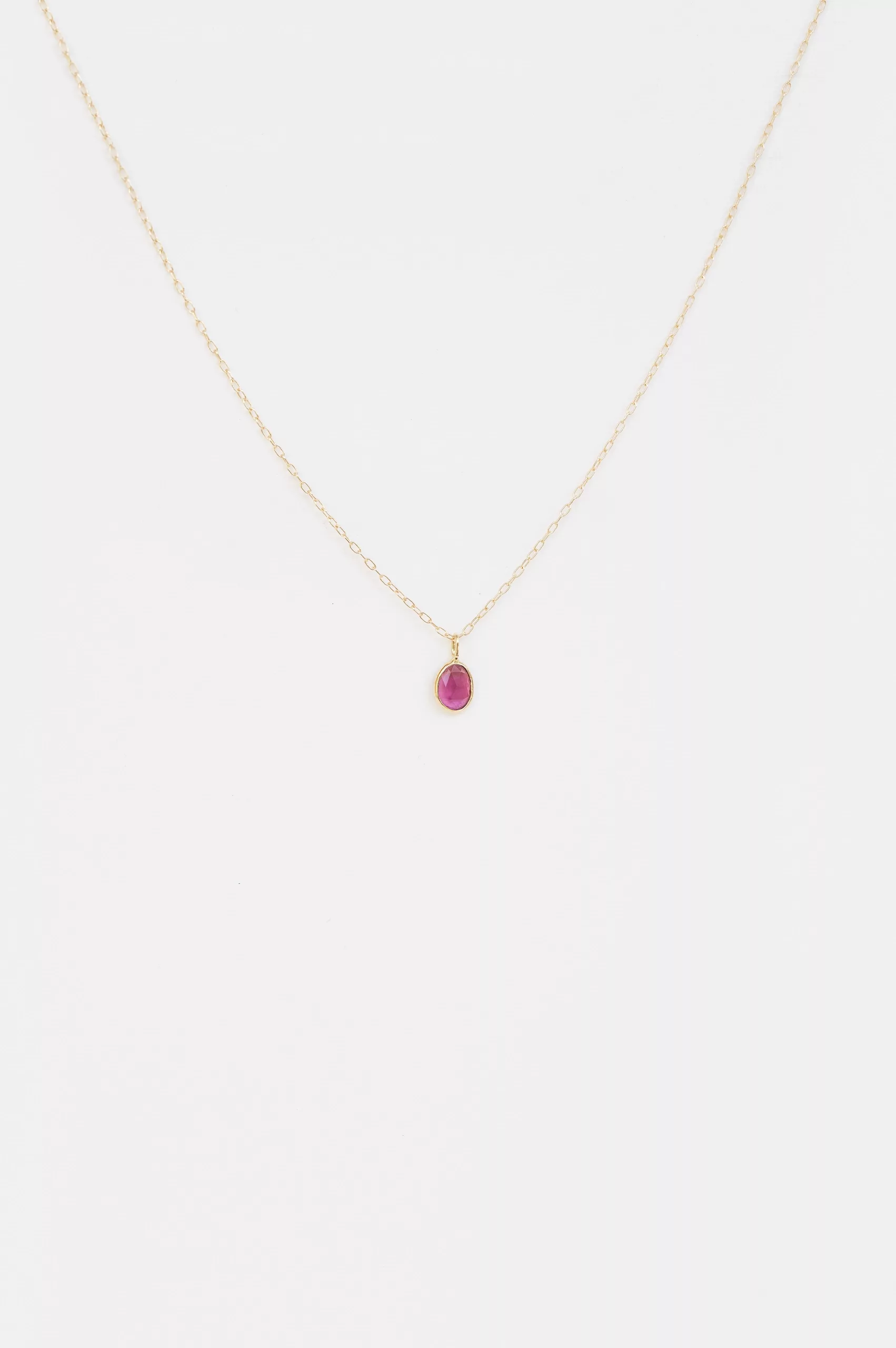Yellow gold pink tourmaline freeform chain necklace Celine Daoust