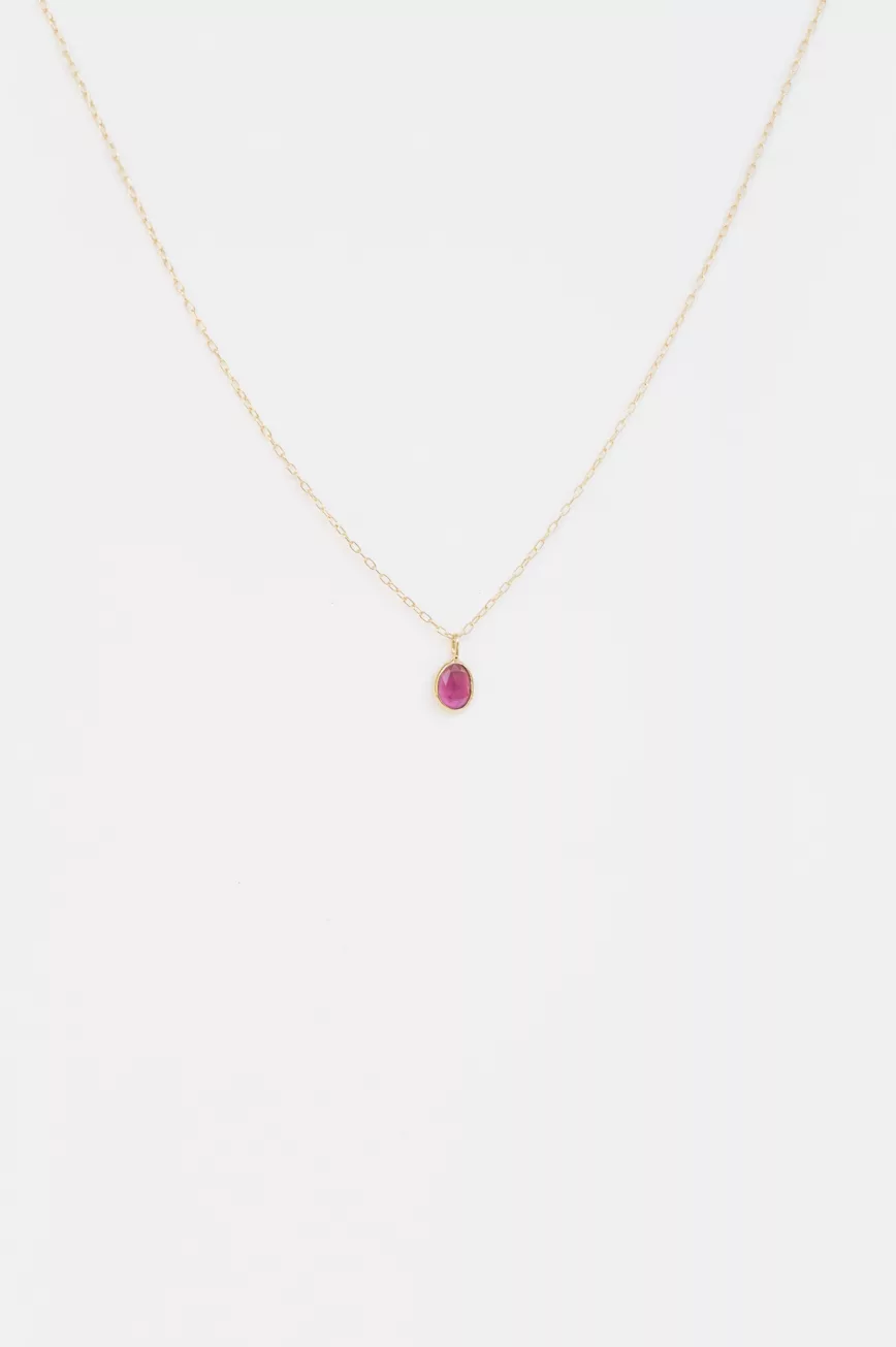 Yellow gold pink tourmaline freeform chain necklace Celine Daoust