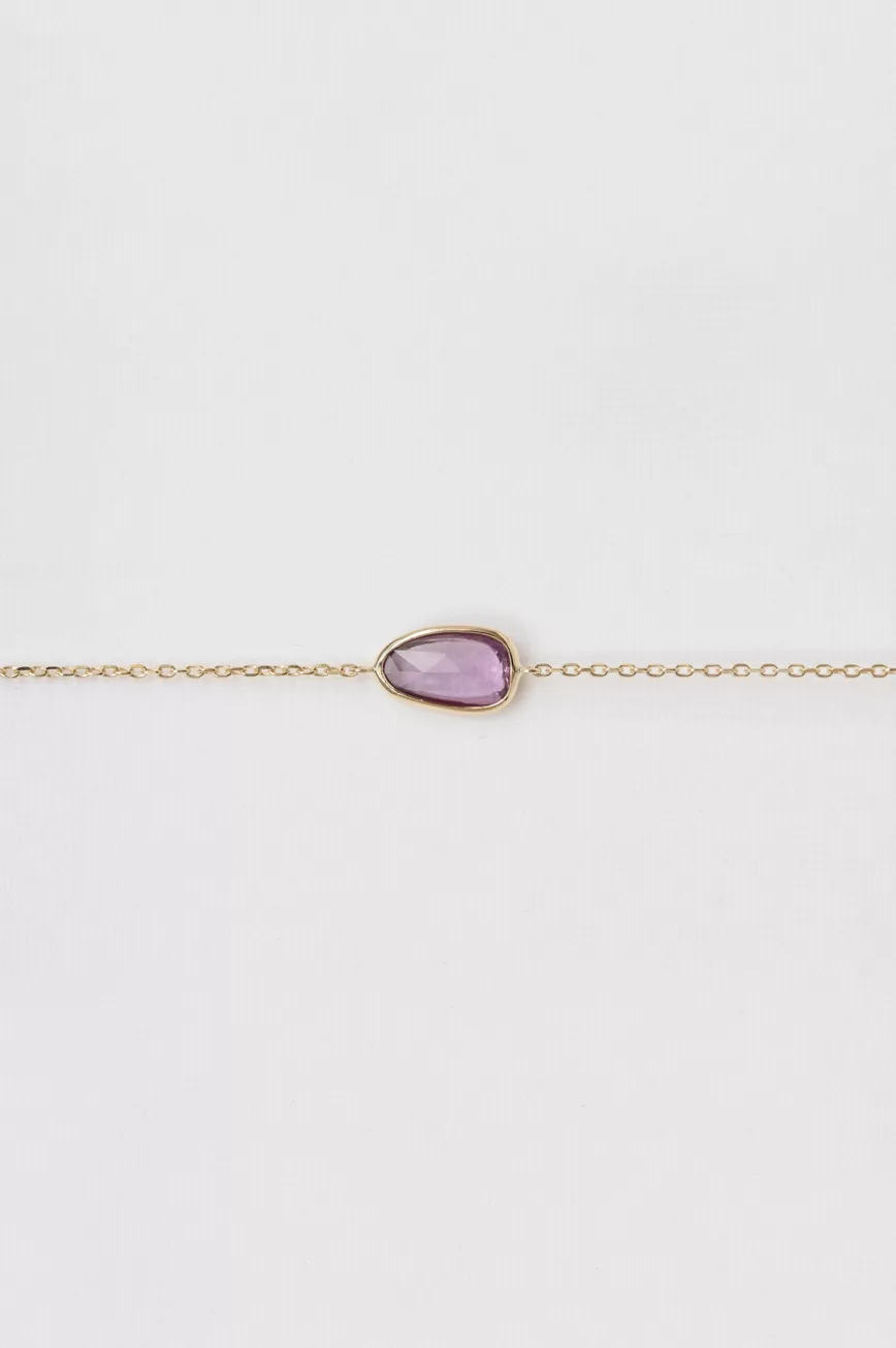 Yellow gold pink sapphire chain bracelet Celine Daoust