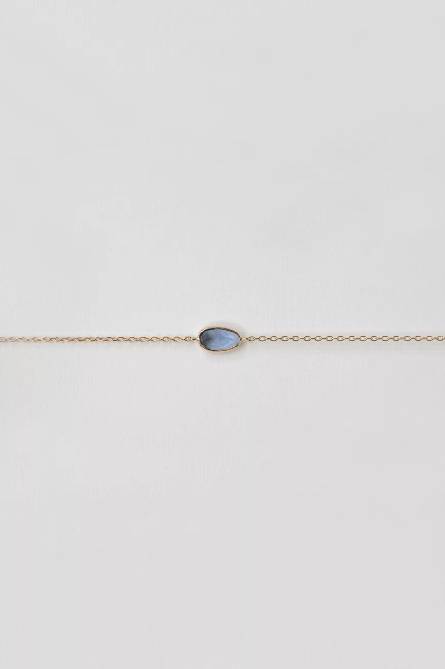 Yellow gold blue sapphire chain bracelet Celine Daoust