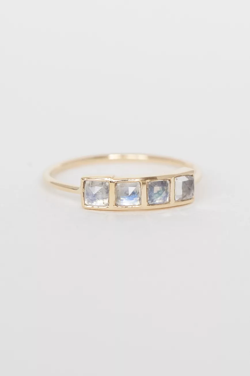 Yellow gold multi square moonstone ring Celine Daoust