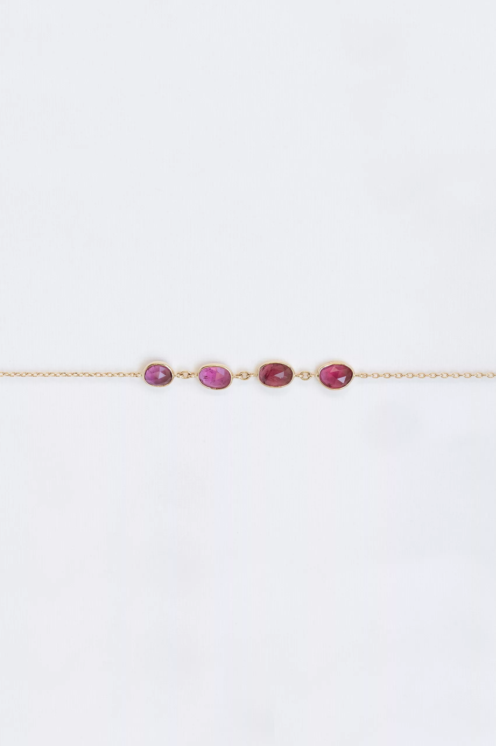 Yellow gold multi fuchsia tourmalines chain bracelet Celine Daoust