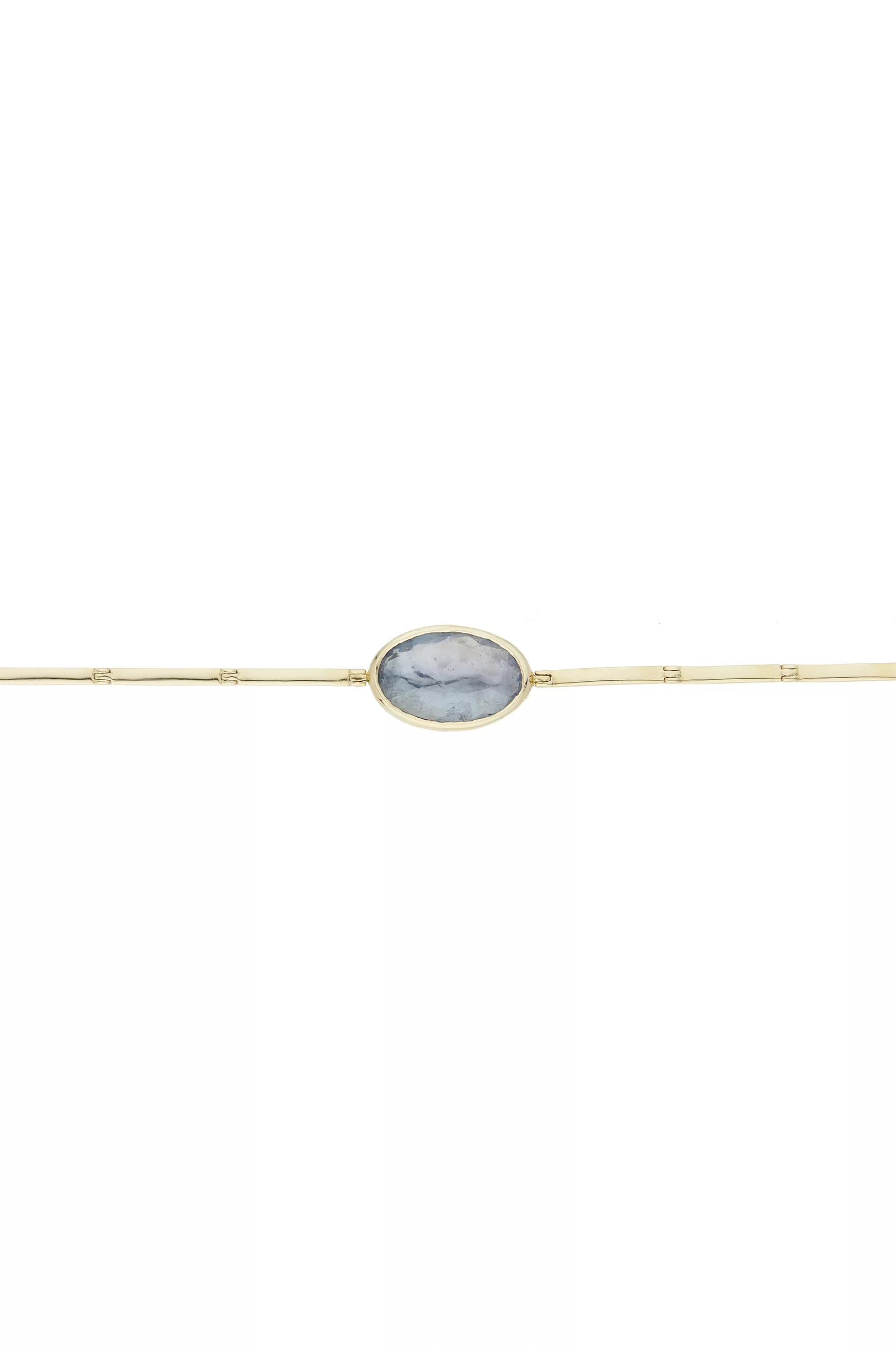 Yellow gold blue oval tourmaline articulated bracelet Celine Daoust