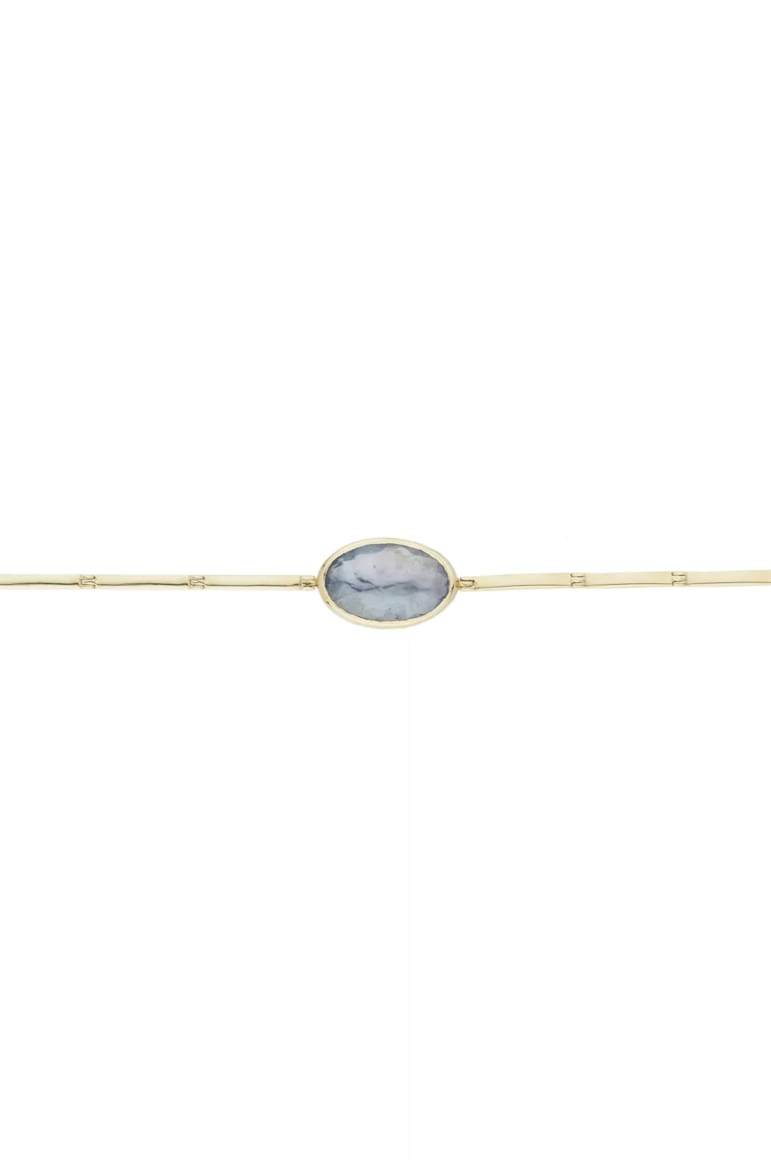 Yellow gold blue oval tourmaline articulated bracelet Celine Daoust