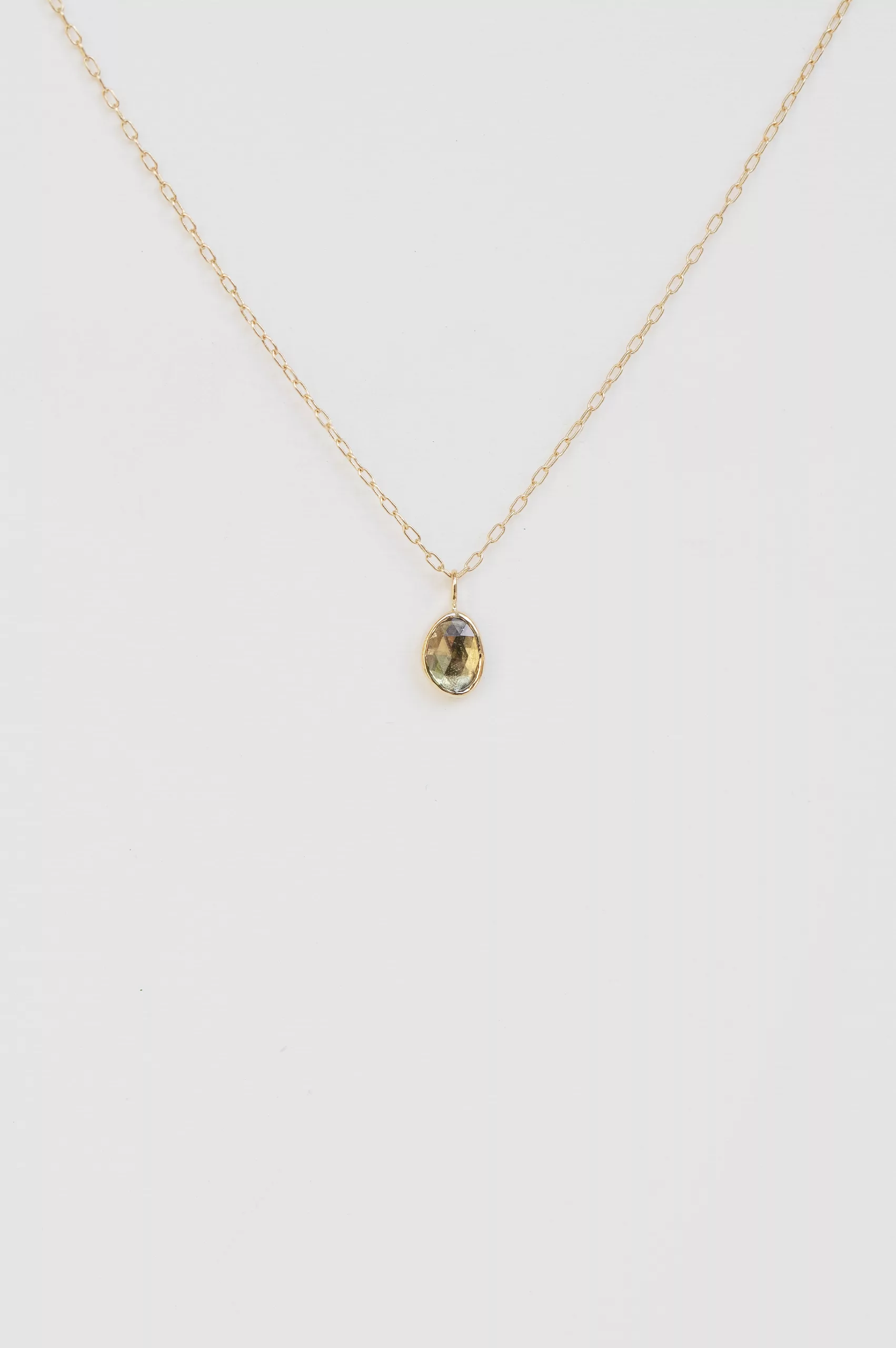 Yellow gold One of a Kind Faye light green Tourmaline Necklace