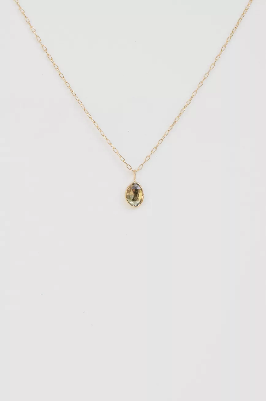 Yellow gold One of a Kind Faye light green Tourmaline Necklace
