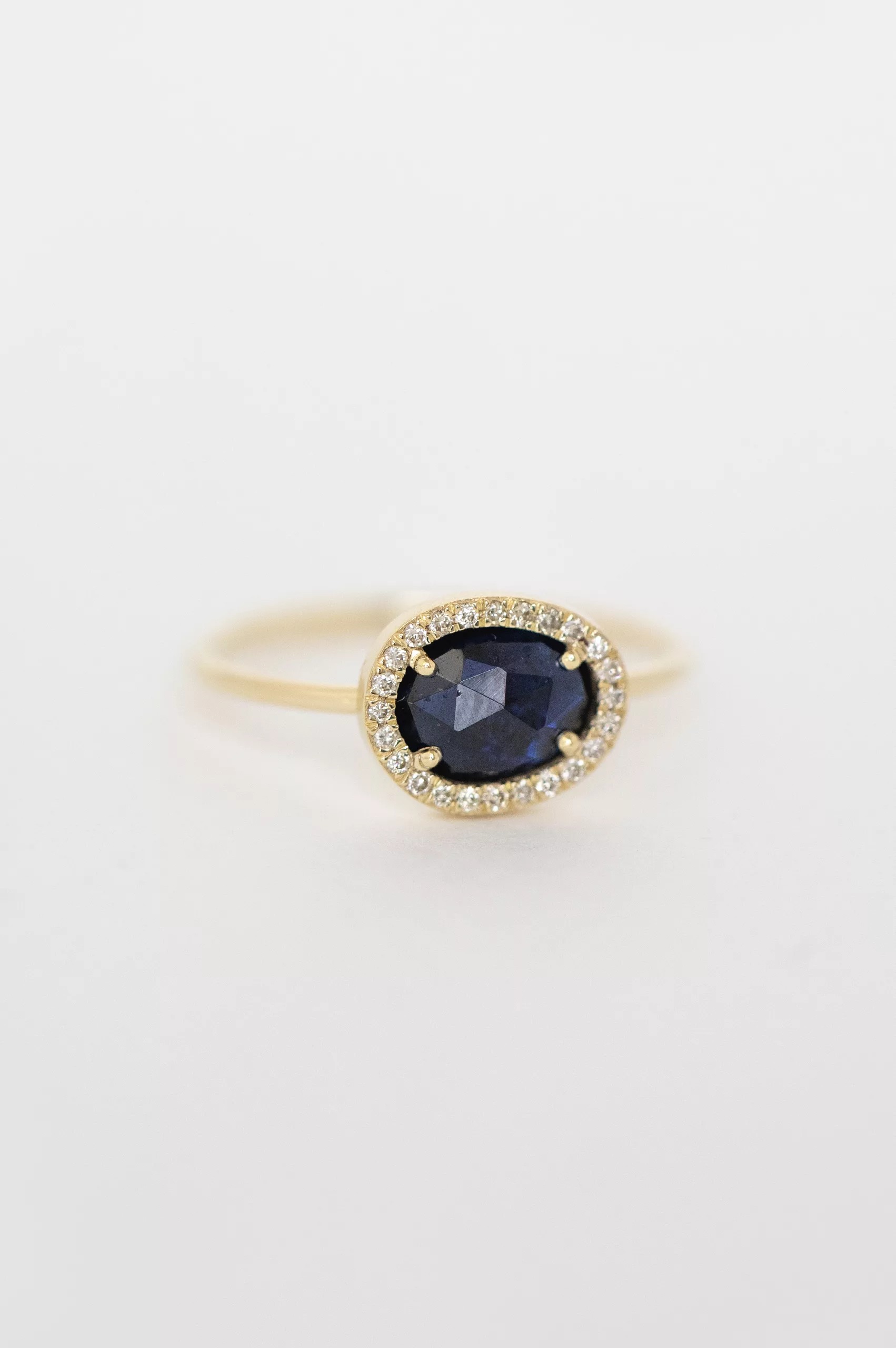 Yellow gold one of a Kind Stella Blue Tourmaline and Diamond Ring