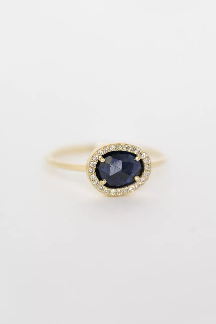 Yellow gold one of a Kind Stella Blue Tourmaline and Diamond Ring