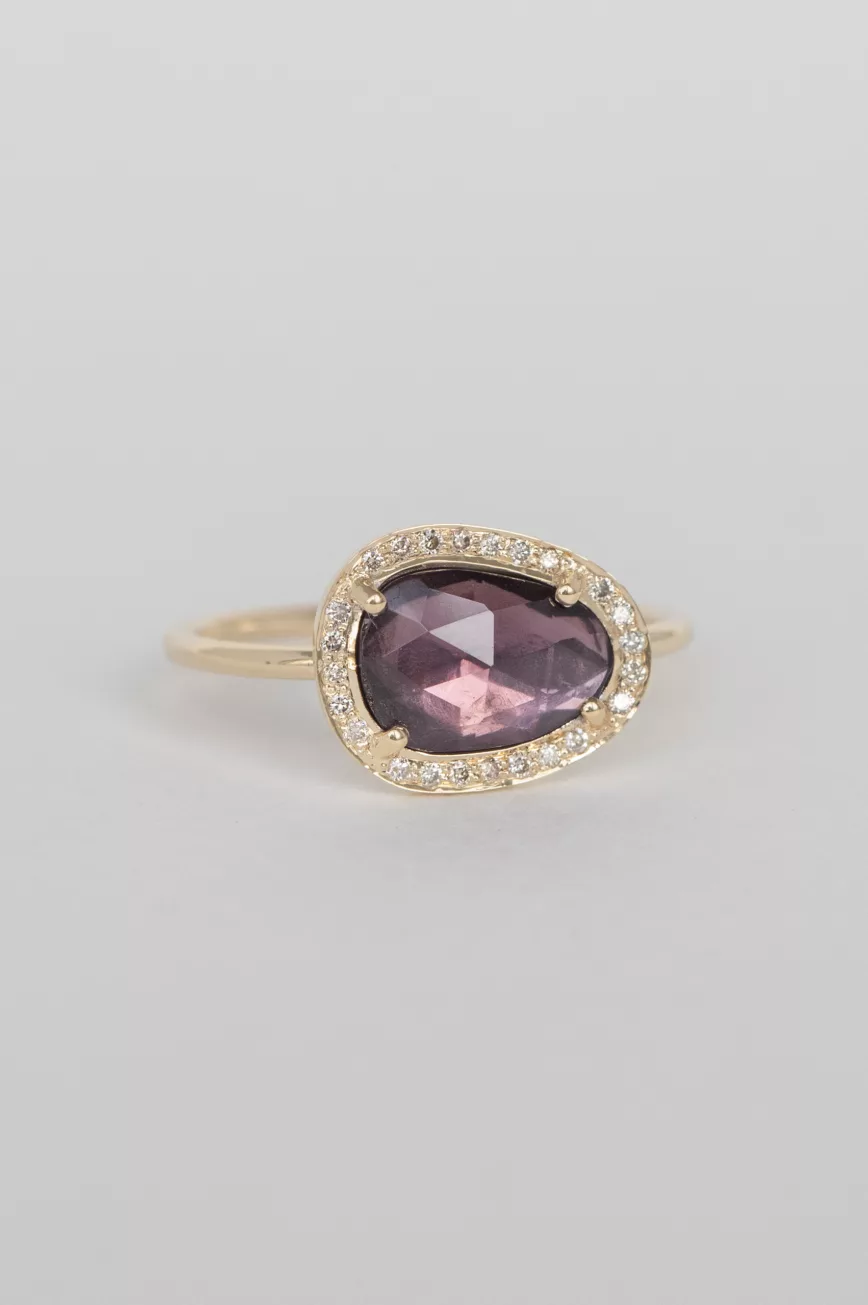 Yellow Gold one of a Kind Stella pink Tourmaline and Diamond Ring