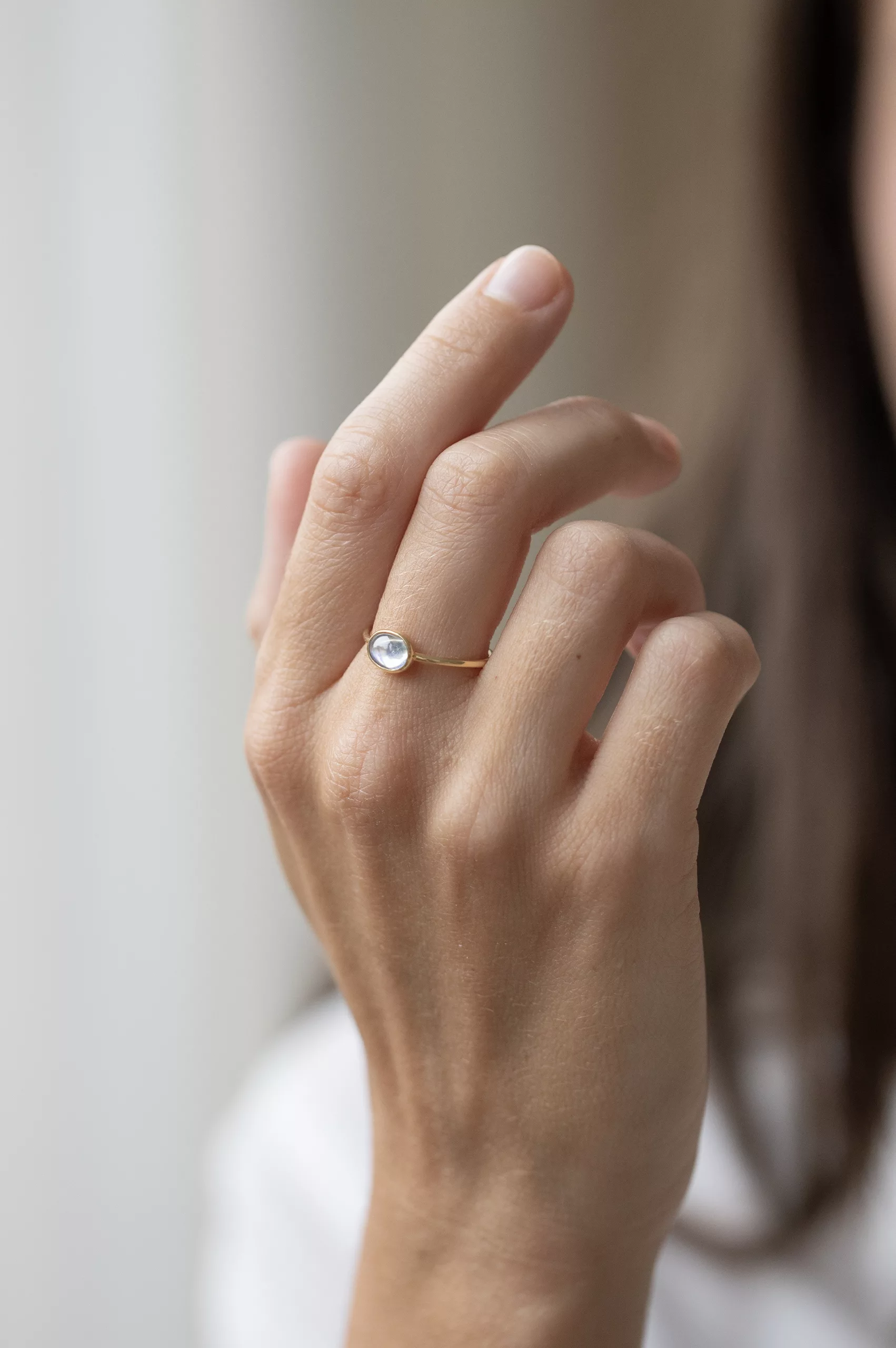 Yellow gold one of a Kind Faye Moonstone Ring