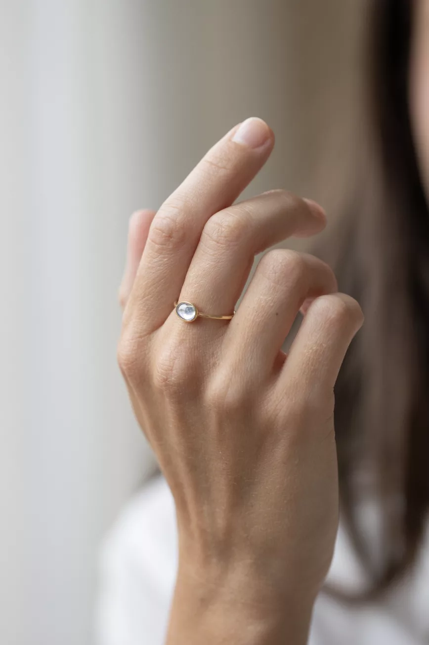 Yellow gold one of a Kind Faye Moonstone Ring