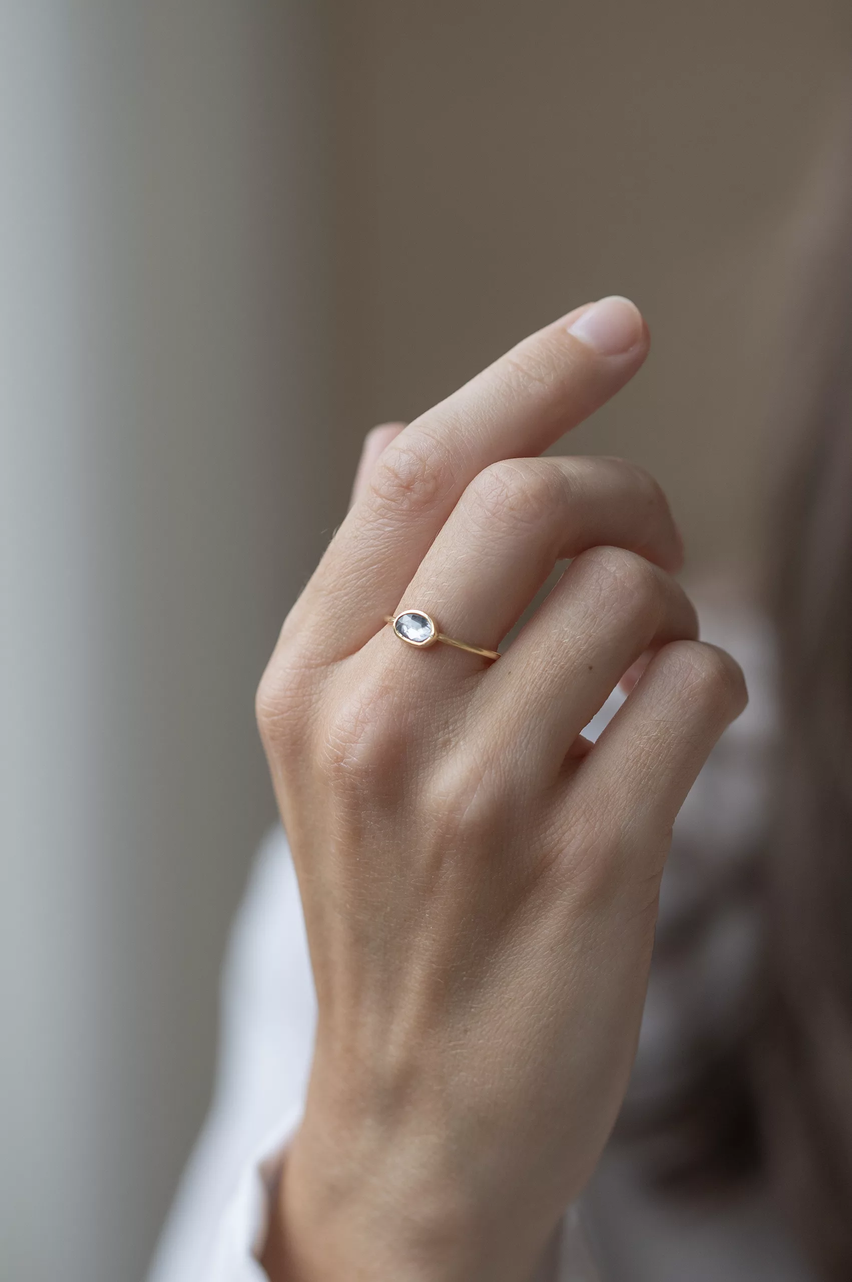 Yellow gold One of a Kind Faye Light blue Sapphire Ring