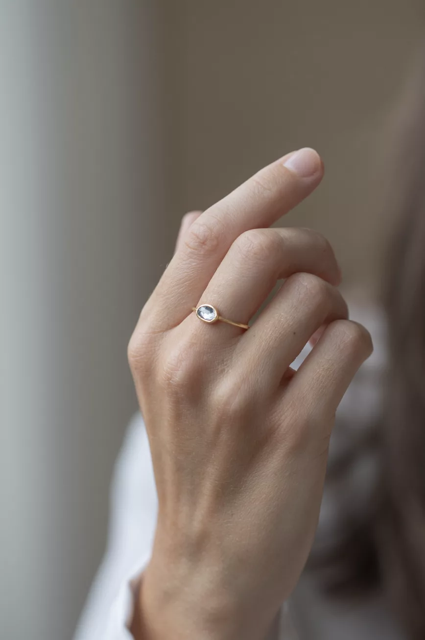 Yellow gold One of a Kind Faye Light blue Sapphire Ring
