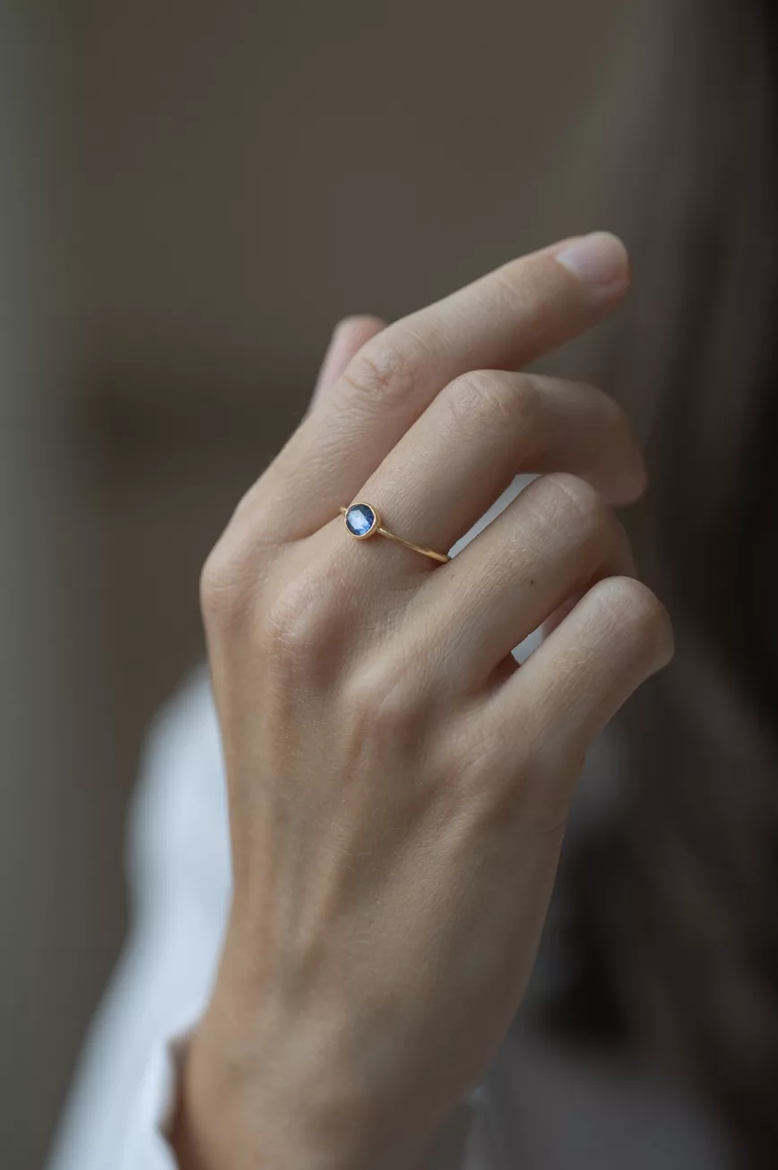 Yellow gold One of a Kind Faye blue Sapphire Ring