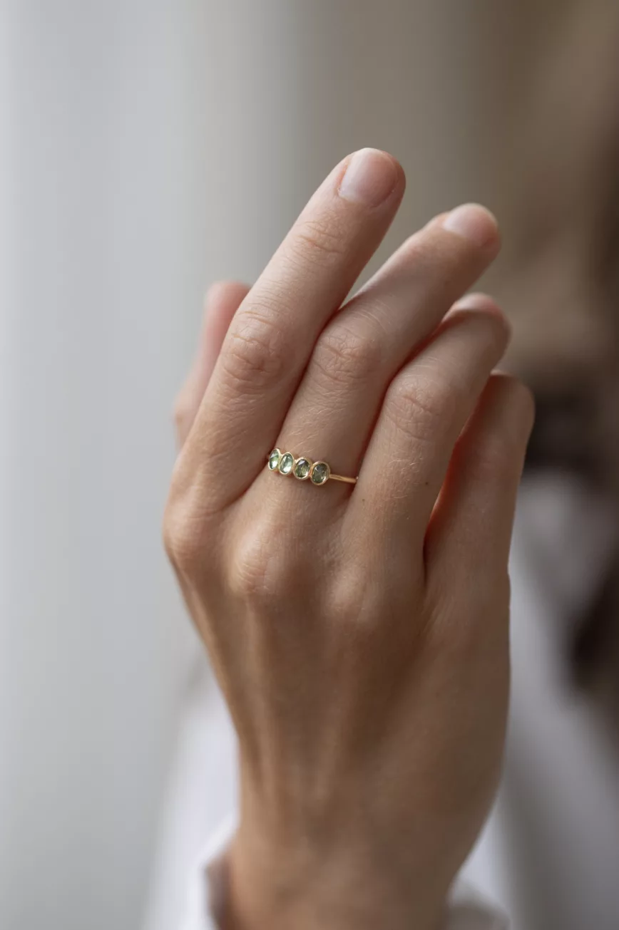 One of a Kind 4 green Tourmaline ring