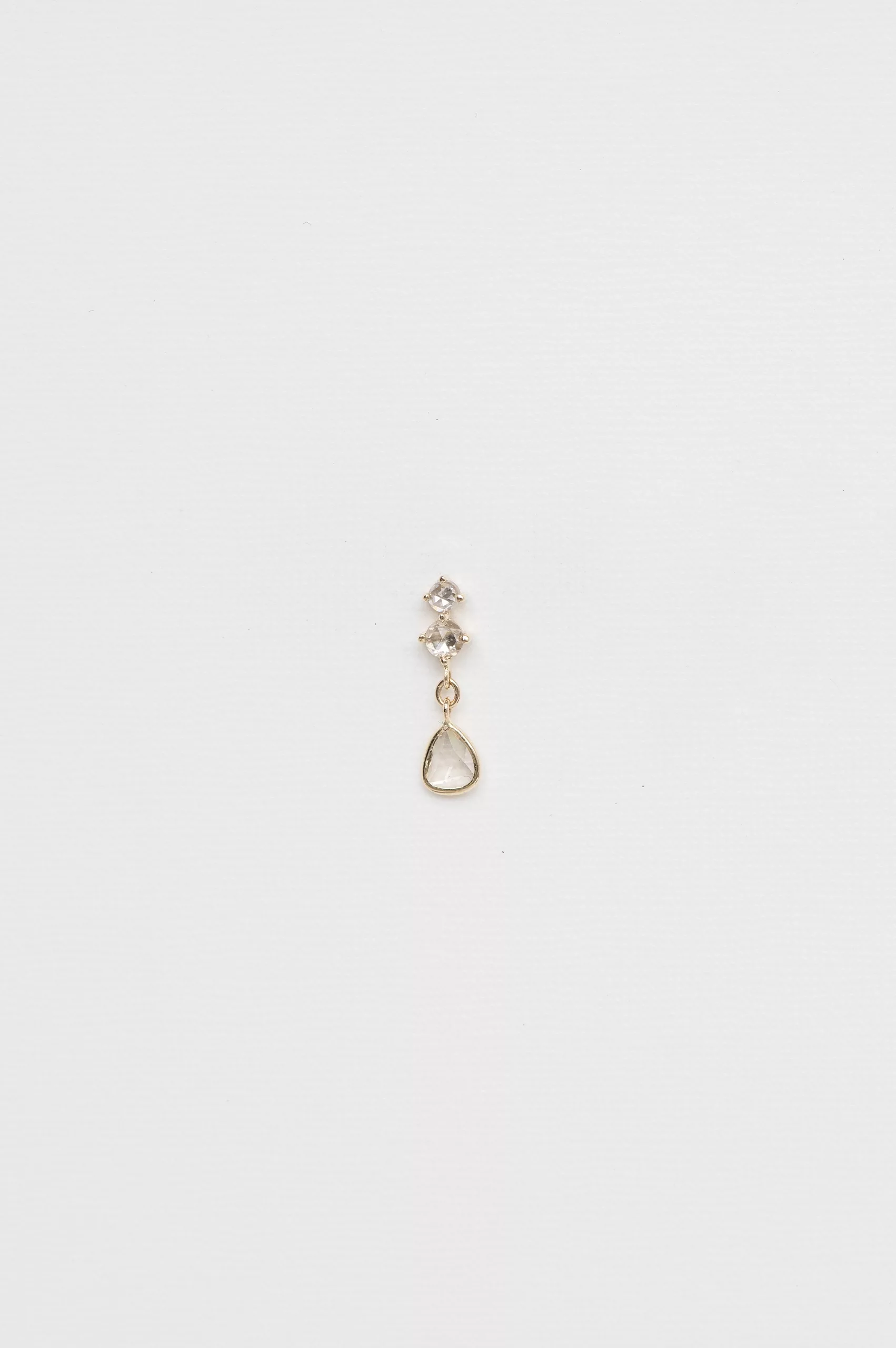 Yellow gold Slice of the Universe Champagne Rosecut and Two Rose Cut Diamond Earring
