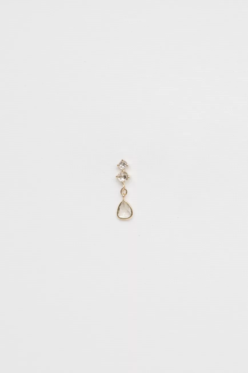 Yellow gold Slice of the Universe Champagne Rosecut and Two Rose Cut Diamond Earring
