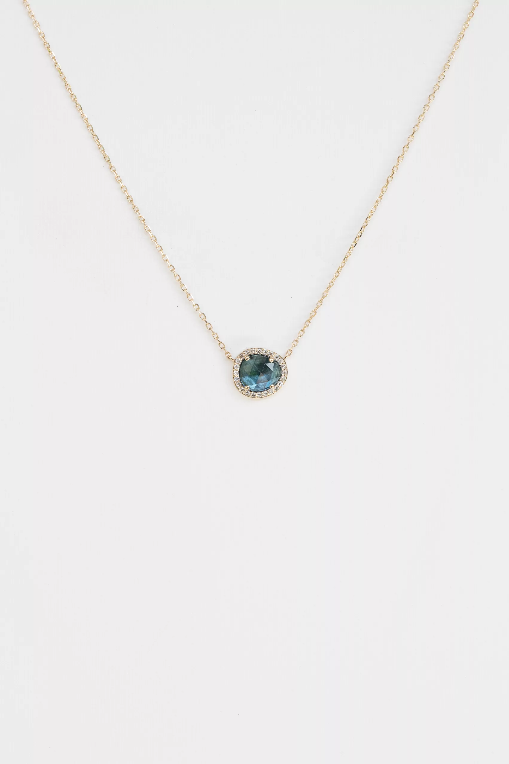 Celine Daoust Yellow gold One of a Kind Stella blue Tourmaline and Diamond Necklace