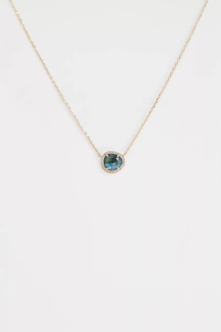 Celine Daoust Yellow gold One of a Kind Stella blue Tourmaline and Diamond Necklace