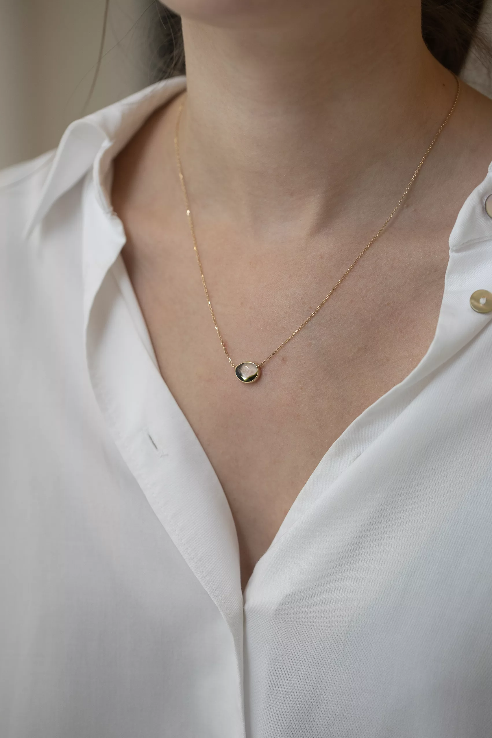 Celine Daoust yellow gold One of a Kind Tourmaline with small diamond Necklace