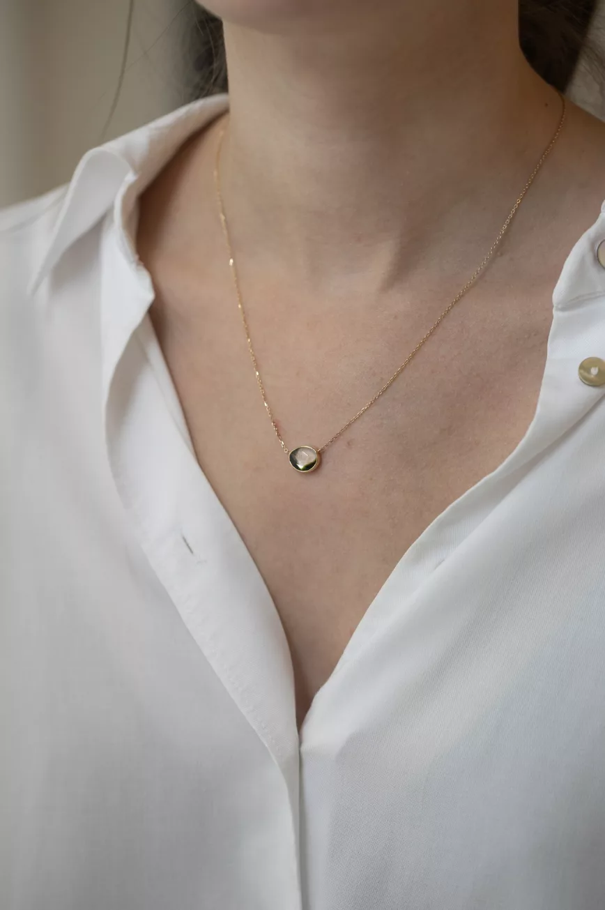 Celine Daoust yellow gold One of a Kind Tourmaline with small diamond Necklace