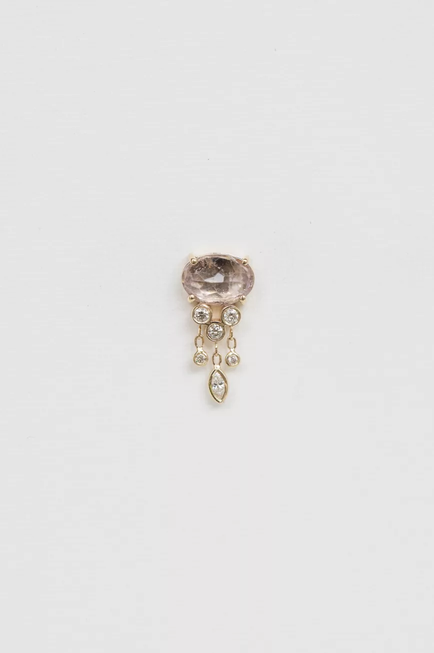 Celine Daoust yellow gold One of a kind Tourmaline and Diamonds Dangling Single Earring