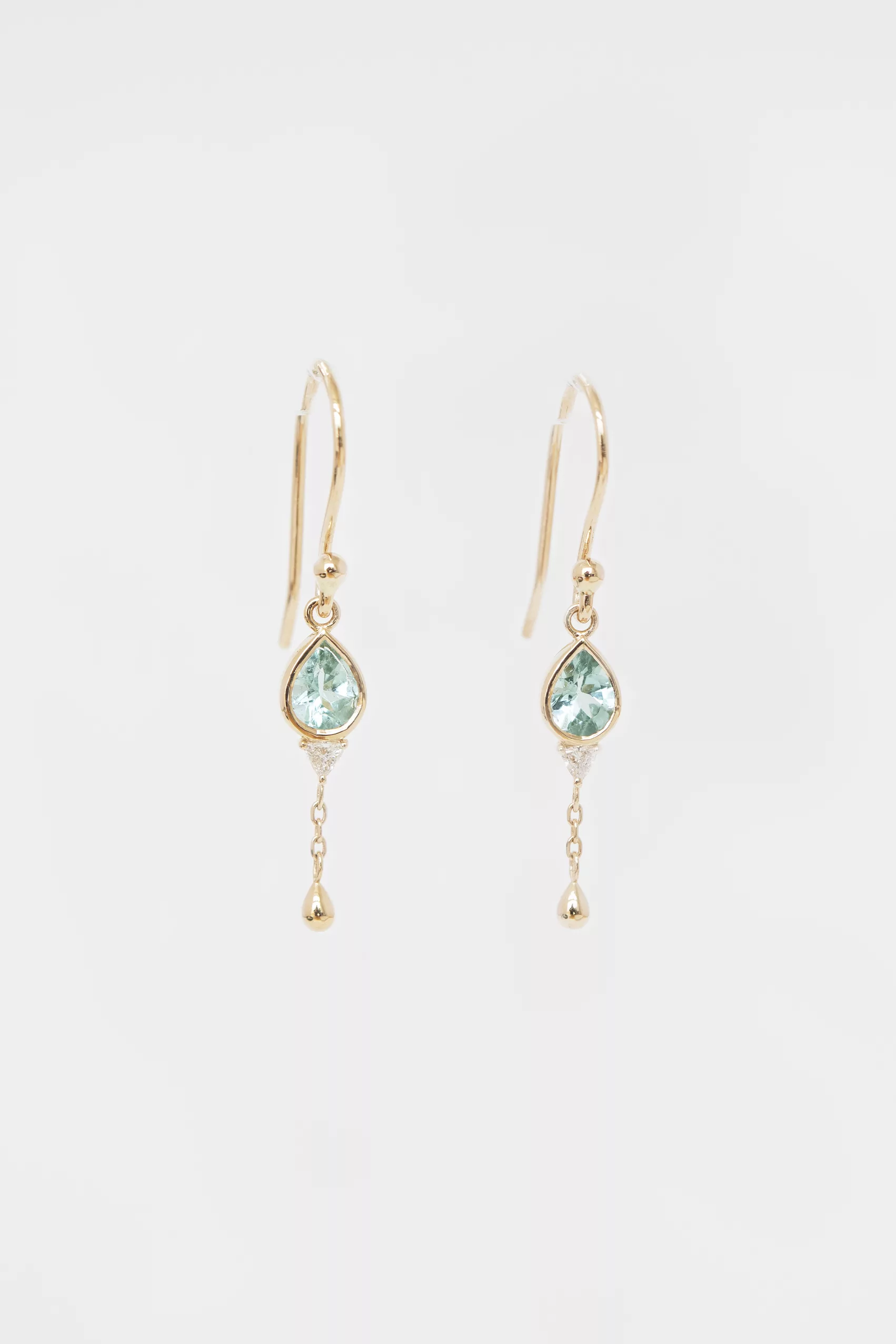 Celine Daoust yellow gold tourmaline Pear and Diamonds Details Dormeuse Pair Earrings