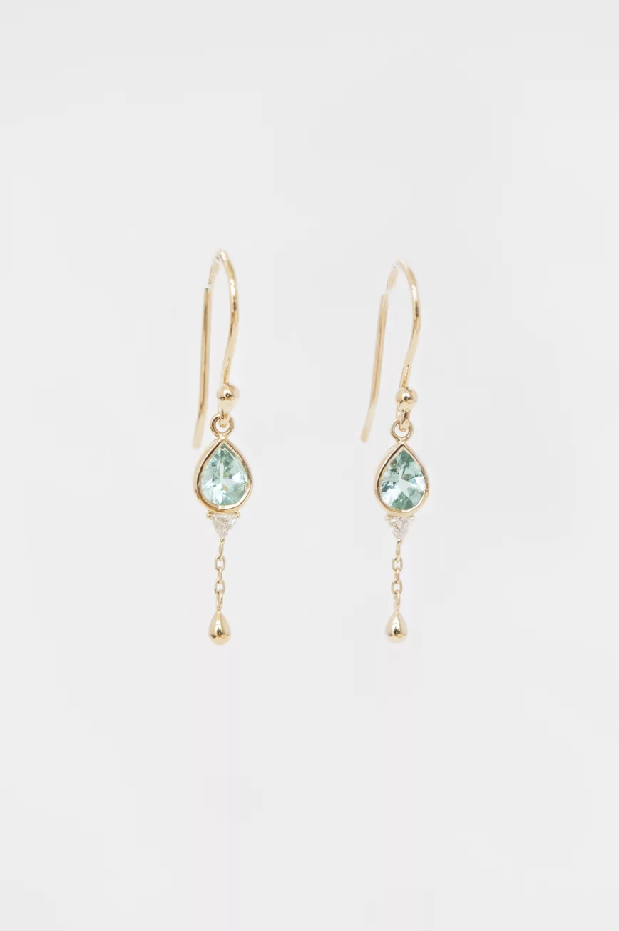 Celine Daoust yellow gold tourmaline Pear and Diamonds Details Dormeuse Pair Earrings