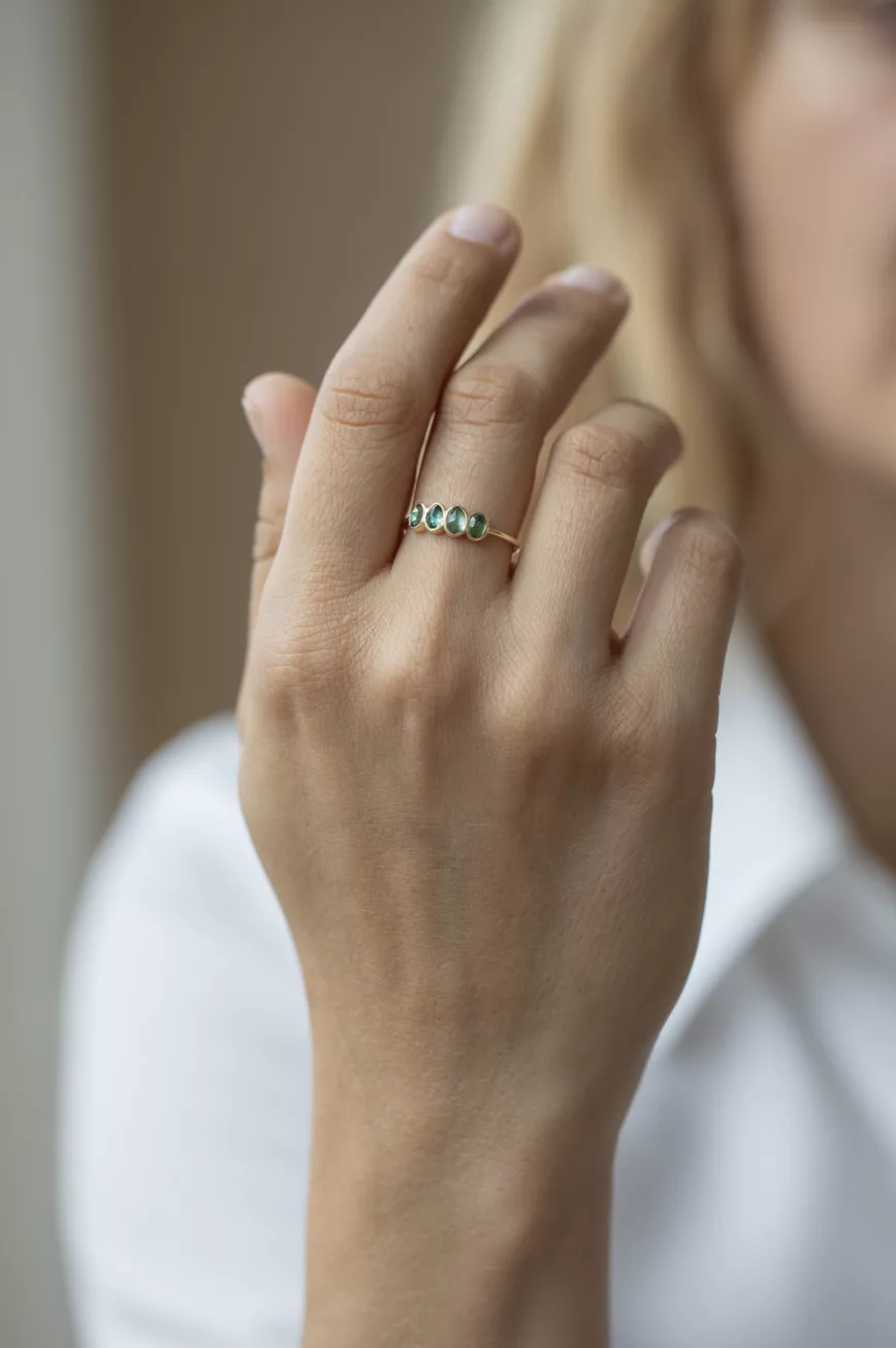 Celine Daoust yellow gold One of a Kind 4 Tourmaline ring