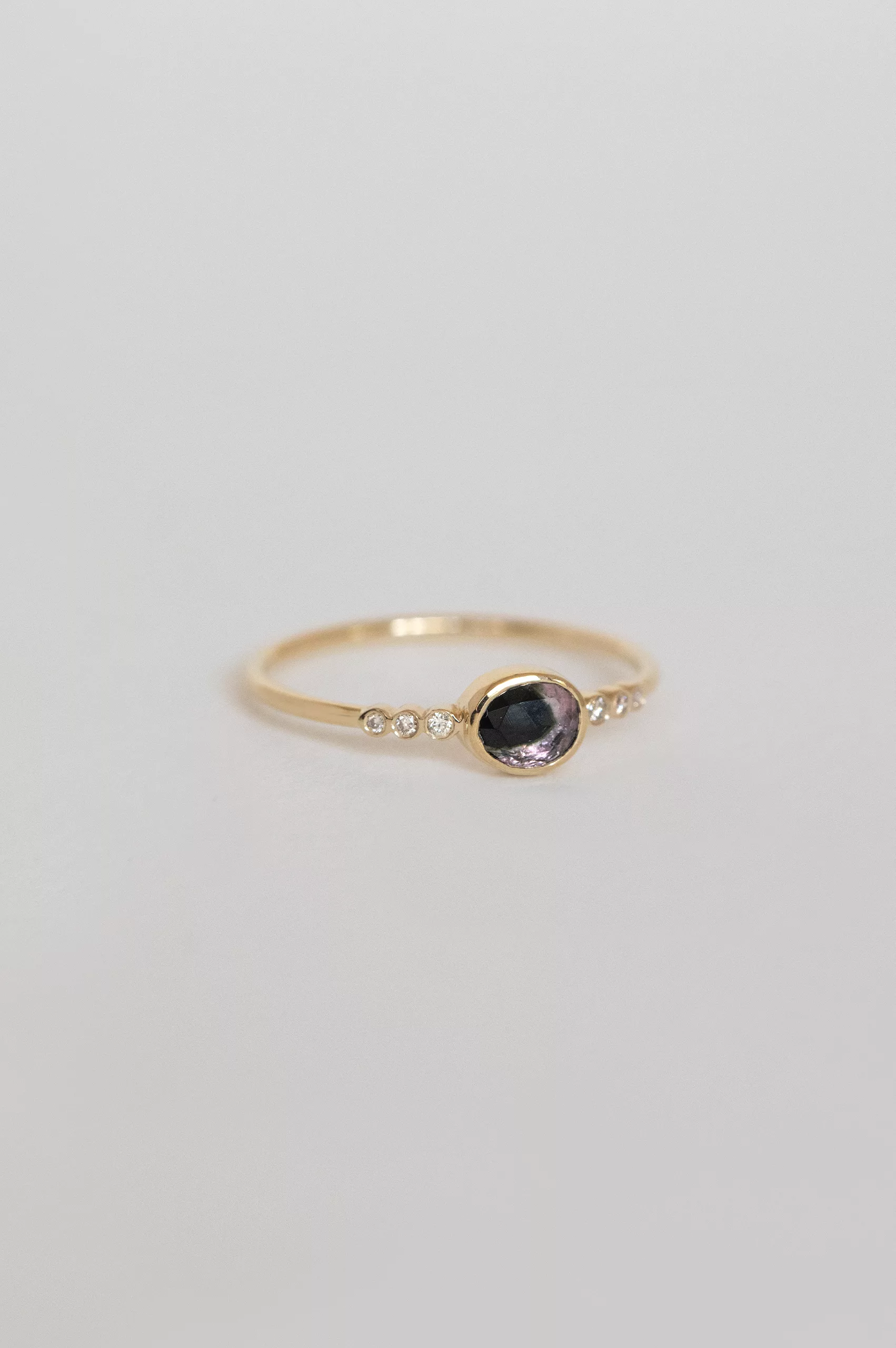 Celine Daoust yellow gold One of a Kind central Tourmaline and tube Diamonds Ring