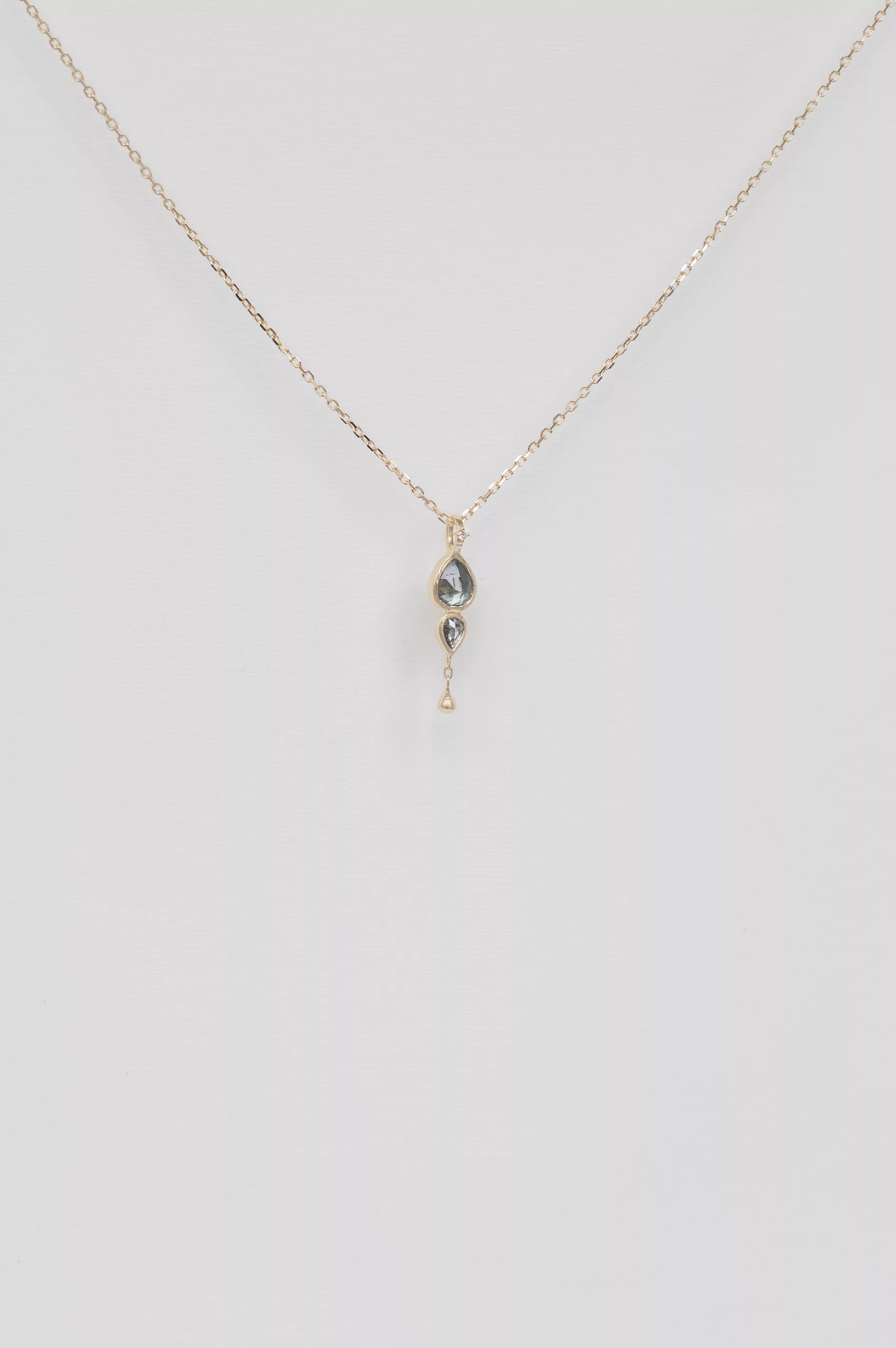 Celine Daoust yellow gold One of a Kind Tourmaline with trillion diamond and Dangling detail Necklace