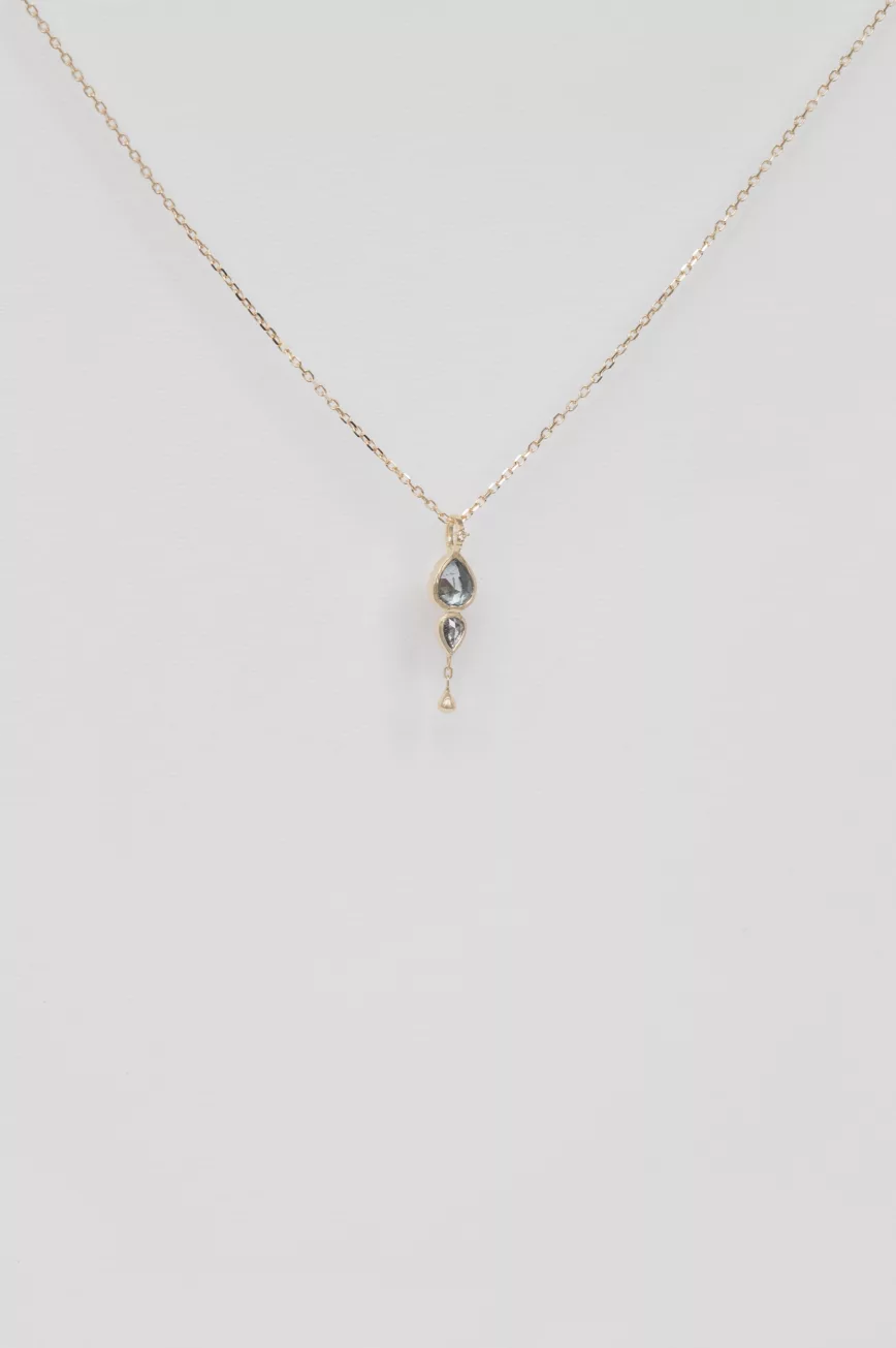 Celine Daoust yellow gold One of a Kind Tourmaline with trillion diamond and Dangling detail Necklace