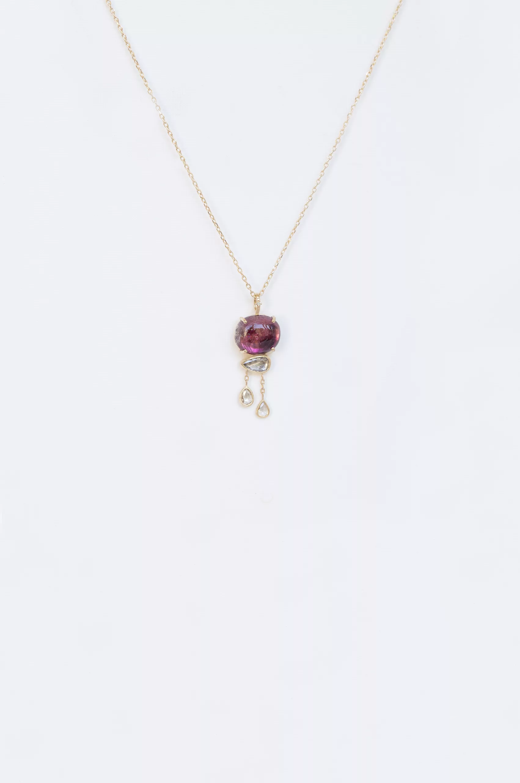 Celine Daoust yellow gold One of a Kind Tourmaline and Pear Diamonds Drop Necklace