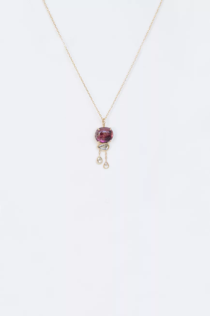 Celine Daoust yellow gold One of a Kind Tourmaline and Pear Diamonds Drop Necklace