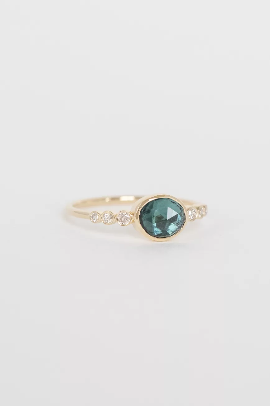Celine Daoust Yellow gold One of a kind_Tourmaline and six diamonds ring