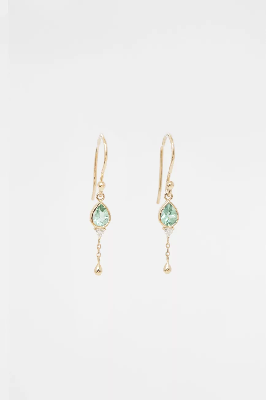 Celine Daoust yellow gold Tourmaline Pear and Diamonds Details Dormeuse Single earring