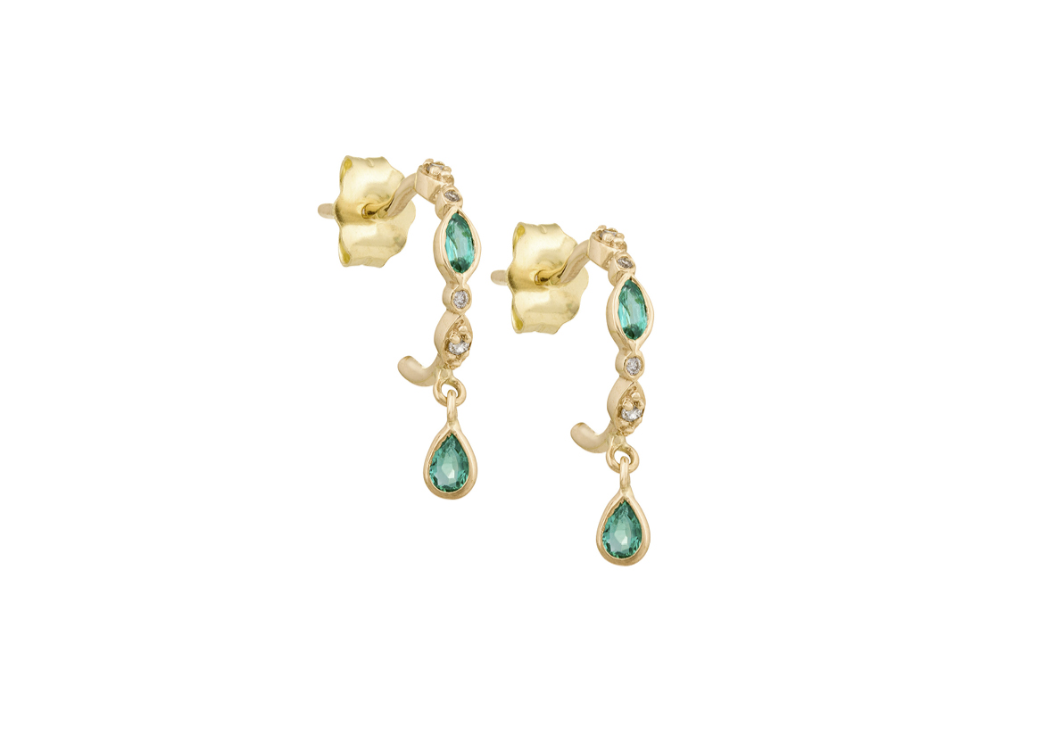 Diamonds Hoop & Dangling Diamond Earrings - Celine Daoust - Celine Daoust